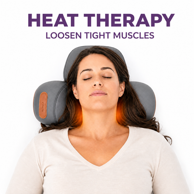 Rovela neck massager heat therapy to soothe tight neck muscles